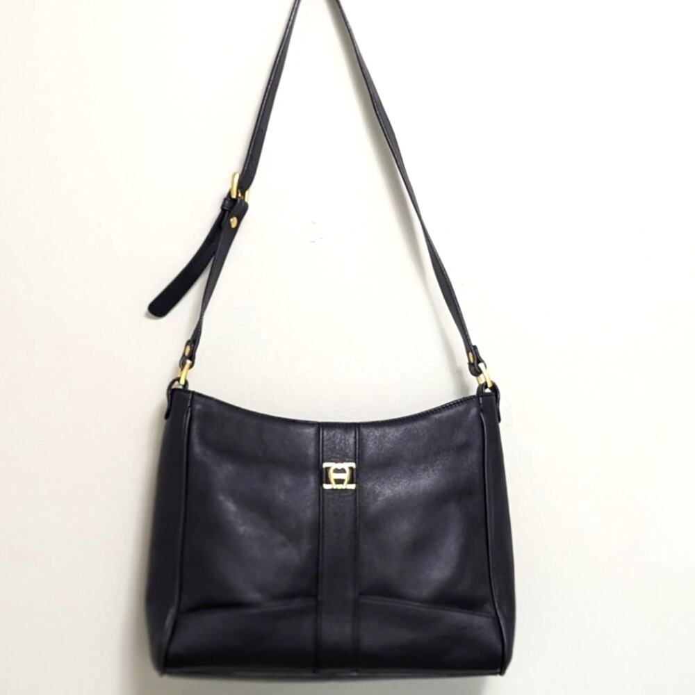 Etienne Aigner 90s vintage leather navy shoulder bag